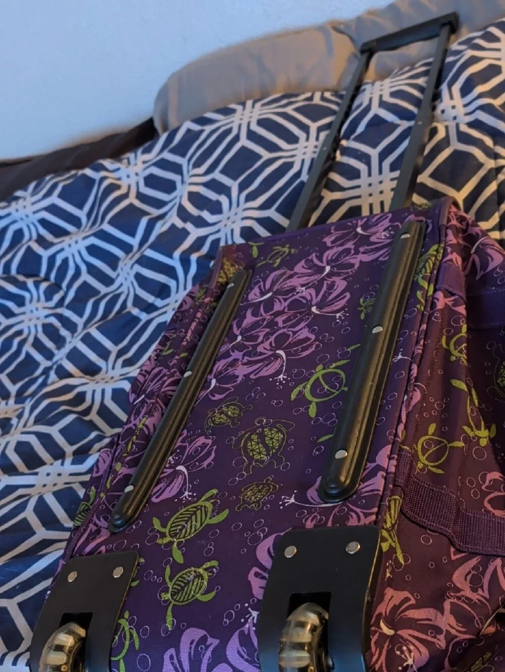 Purple Floral Women's Backpack with Front Pockets